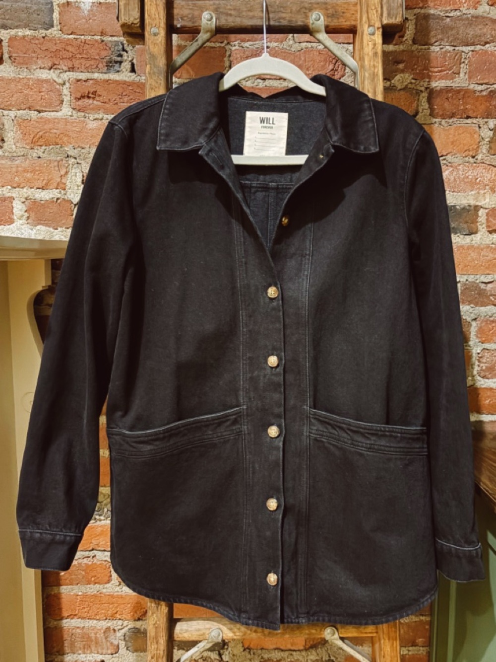 Sezane Will Jacket In Washed Black Jean View 4
